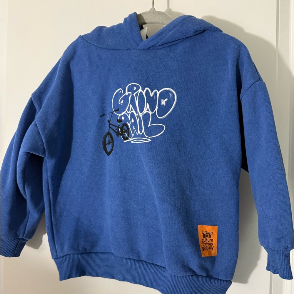 Zara Blue Sweatshirt with Graphic Design